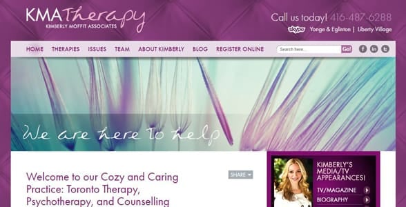 Screenshot of KMA Therapy's website