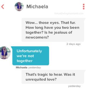 Screenshot of banter on a dating app Screenshot of banter on a dating app