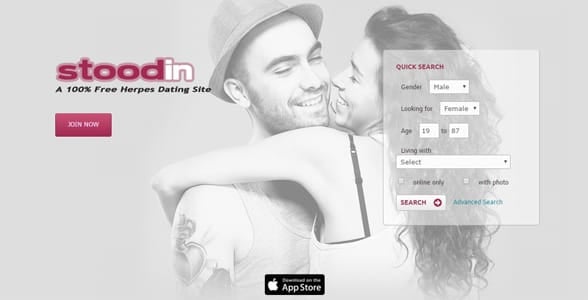 Screenshot of Stoodin's homepage