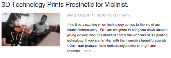 Screenshot of a story blurb on the Disability Match blog