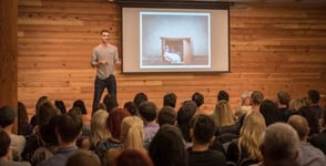 Photo of Jordan Gray giving a lecture