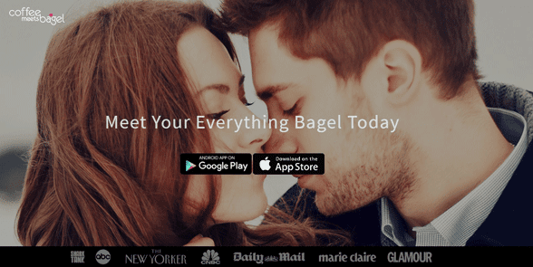 Screenshot of the Coffee Meets Bagel homepage
