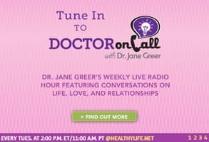 Screenshot of Dr. Jane Greer's radio show ad