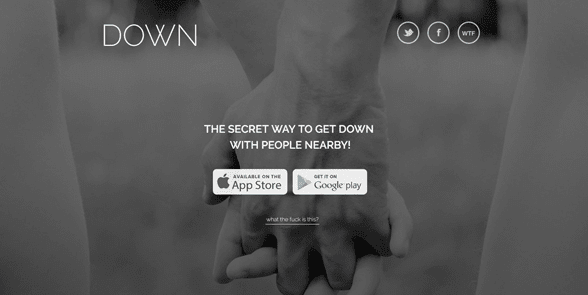 Screenshot of the Down homepage