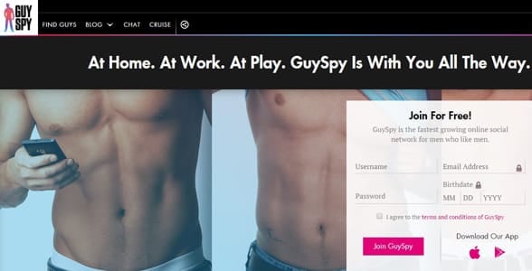 Screenshot of the GuySpy homepage