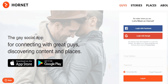 Screenshot of the Hornet homepage