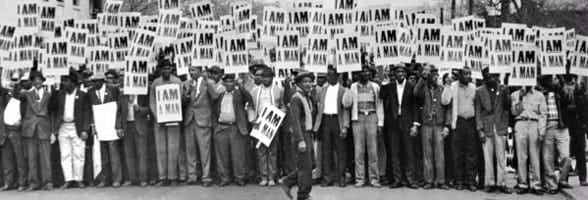 Photo of protesters carrying I AM A MAN signs in 1968