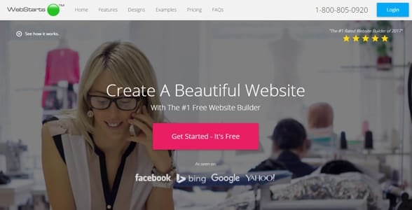 Screenshot of the WebStarts homepage