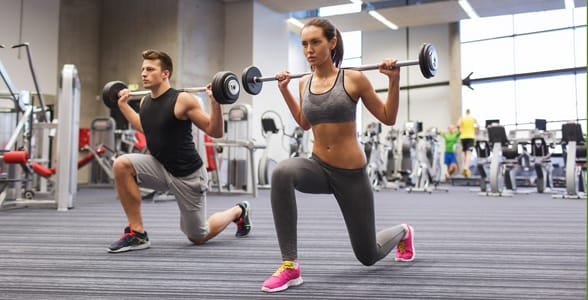 Photo of a couple working out together