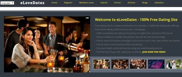 Screenshot of the eLoveDates homepage Screenshot of the eLoveDates homepage