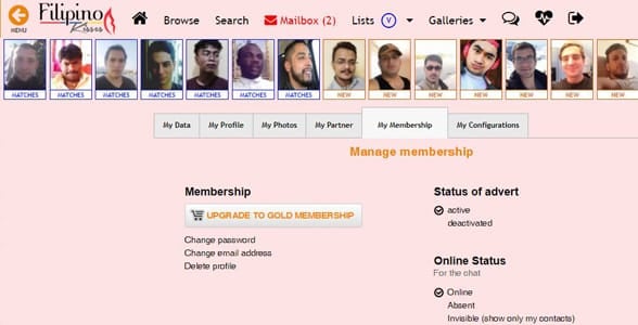 Screenshot of FilipinoKisses.com's Membership Plan page