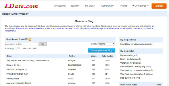 Screenshot of LDate's Member's Blog