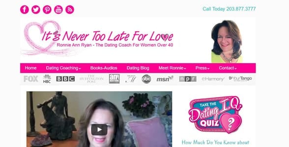 Screenshot of It's Never Too Late For Love's homepage