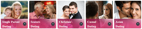 Screenshot of Free Dating America categories