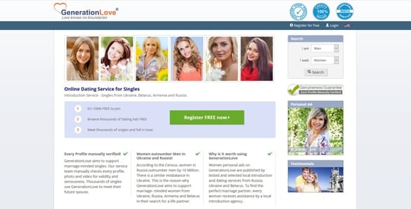 Screenshot of GenerationLove's website