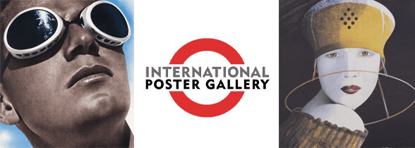 A collage of vintage posters and the International Poster Gallery logo