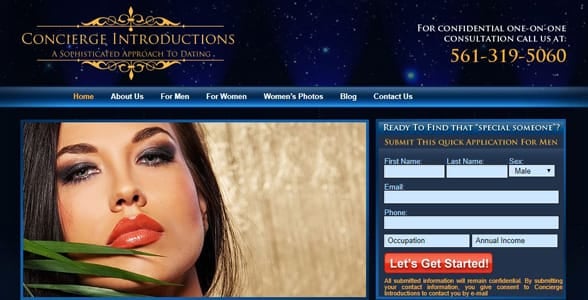 Screenshot of Concierge Introductions' homepage Screenshot of Concierge Introductions' homepage