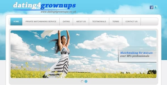 Screenshot of the Dating4grownups homepage Screenshot of the Dating4grownups homepage