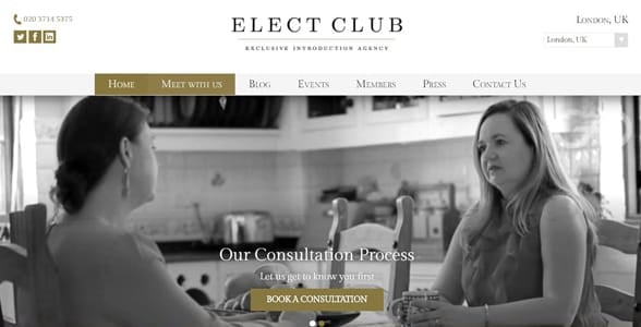 Screenshot of Elect Club's homepage