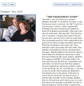 Screenshot of Suzie and David's success story