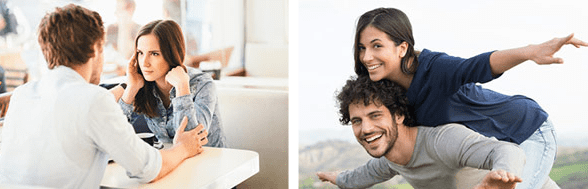Photo collage of couples on dates Photo collage of couples on dates