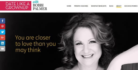 Screenshot of Bobbi Palmer's website