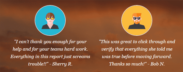 Cartoon headshots and Aste client testimonials