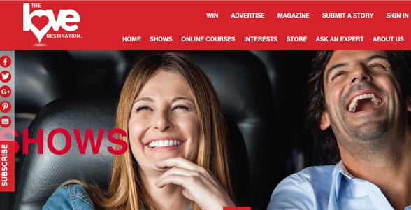 Screenshot of the Love Destination website Screenshot of the Love Destination website