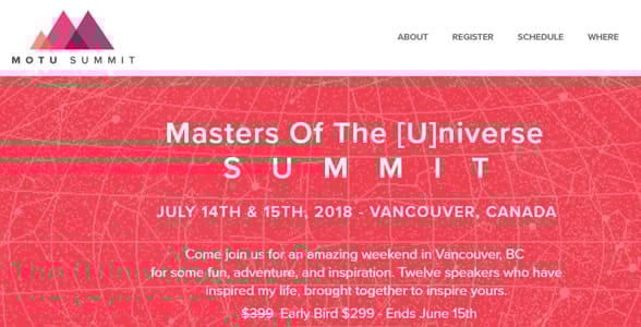 Screenshot of the Masters of the Universe website