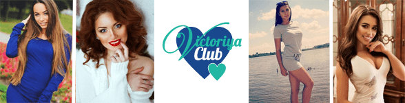 Collage of Eastern European women's profiles on VictoriyaClub and the VictoriyaClub logo