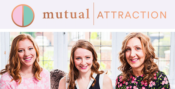 Photo of Caroline Brealey and members of her team below the Mutual Attraction logo