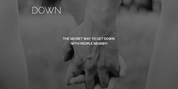 Screenshot of the Down homepage
