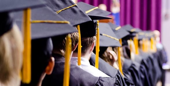Photo of a commencement ceremony at Winona State University