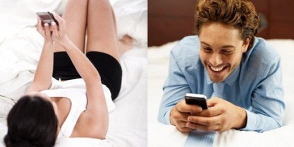 Photo of a long-distance couple texting