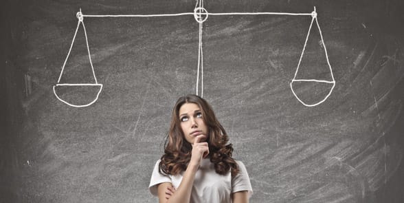 Photo of a woman thinking about balance