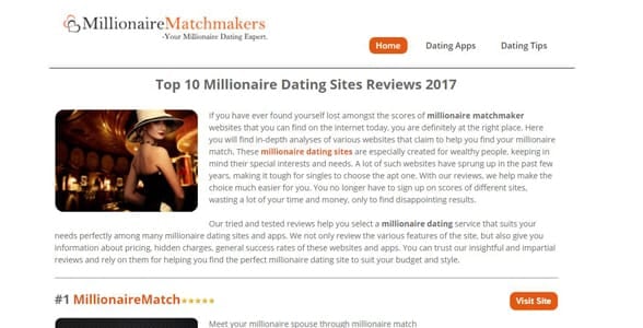 Screenshot of MillionaireMatchmakers.us