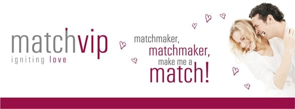 Photo of the MatchVIP logo and a couple embracing and laughing