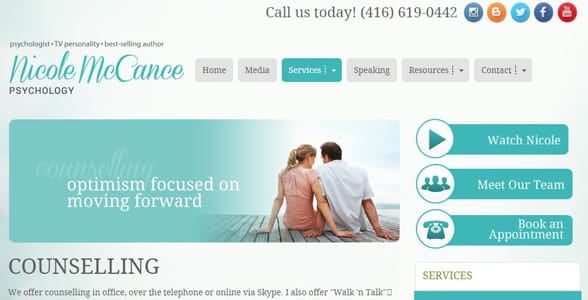 Screenshot of Nicole McCance's website
