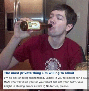 Screenshot of an OkCupid user who's tired of being friendzoned Screenshot of an OkCupid user who's tired of being friendzoned