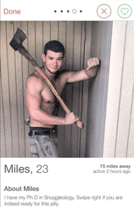 Screenshot of a Tinder profile Screenshot of a Tinder profile