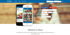 Screenshot of the Skout homepage