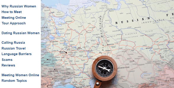 Screenshot of the Meeting Russian Women sidebar and a map of Russia