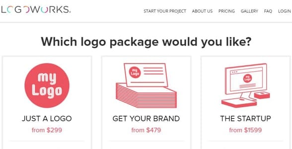 Screenshot of Logoworks' website Screenshot of Logoworks' website