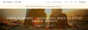 Screenshot of Two's Company's homepage