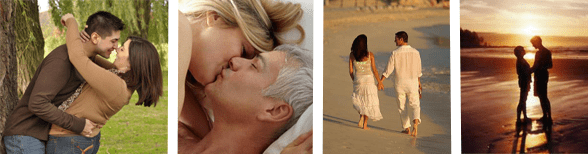Collage of couples embracing, kissing, and holding hands