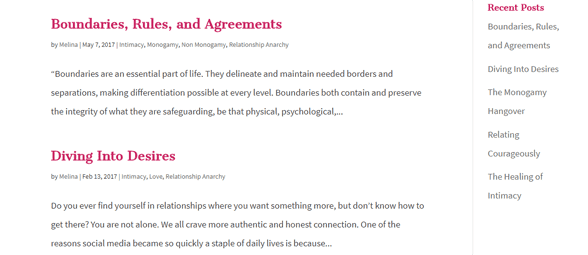Screenshot of the Radical Relationship Coaching blog