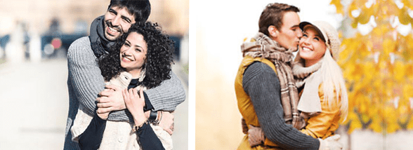 Photos of couples embracing