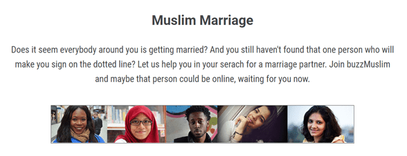 Screenshot from the buzzMuslim marriage page
