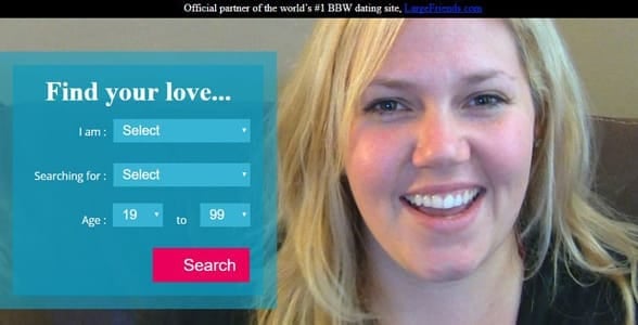 Screenshot of Large and Lovely's homepage