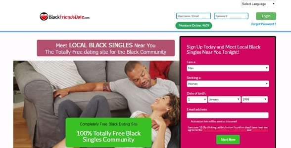 Screenshot of BlackFriendsDate.com